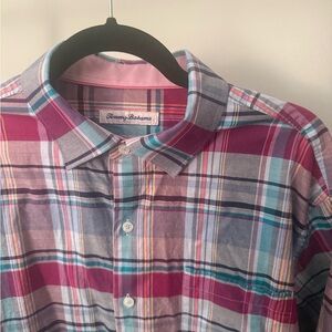 Tommy Bahama L Men’s Plaid Button Down Cotton/Silk blend multi color Plaid